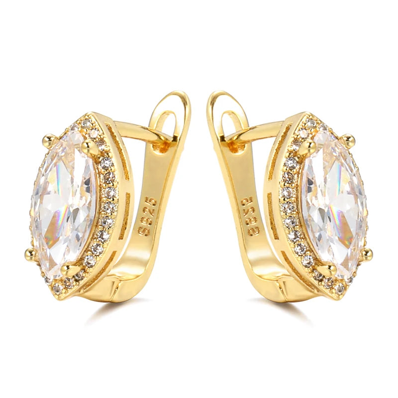 Luxury Simple Natural Zircon Stud Earrings for Women Fashion 925 Silver Bridal Wedding Earrings OL Crystal Jewelry Gifts