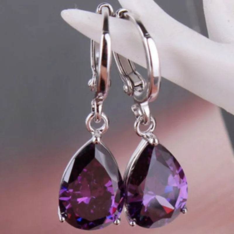 Water Drop Zircon Drop Earrings for Women Pendientes Mujer Silver 925 Rhinestone Jewelry Accessories Party Gifts
