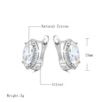 Luxury Simple Natural Zircon Stud Earrings for Women Fashion 925 Silver Bridal Wedding Earrings OL Crystal Jewelry Gifts