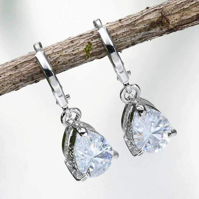 Water Drop Zircon Drop Earrings for Women Pendientes Mujer Silver 925 Rhinestone Jewelry Accessories Party Gifts