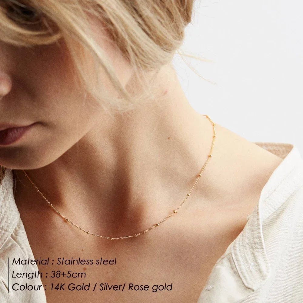 Layered Stainless Steel Bracelet for Women Gold Color Minimalism Multilayer Classic Bead Chain Bracelet Jewelry Wholesale