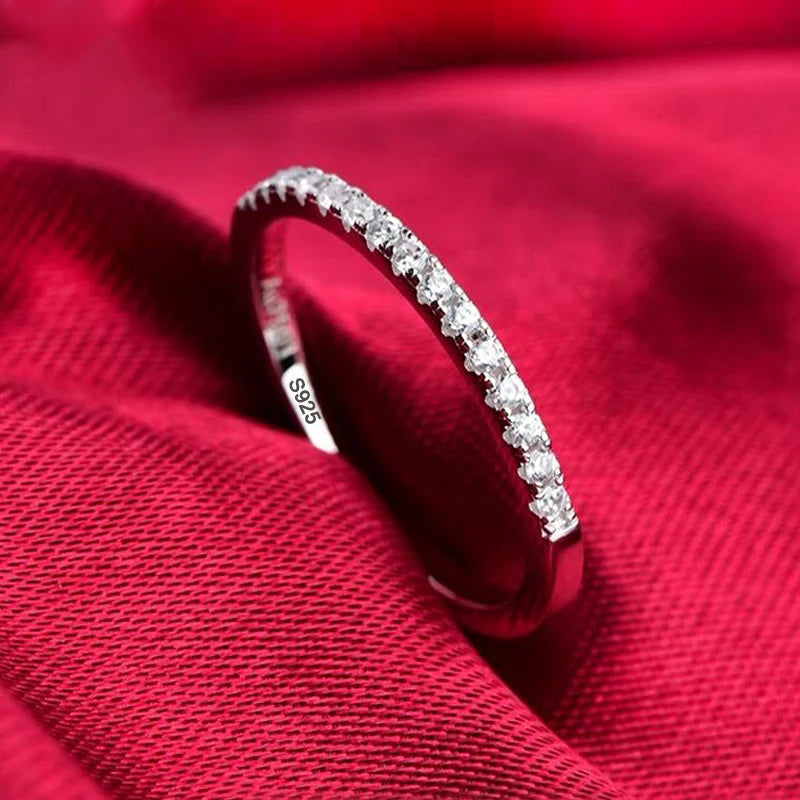 Luxury Pure 18K White Gold Color Tibetan Silver Ring round Clear 5A Zircon Engagement Wedding Band Bridal Jewelry Gift for Women