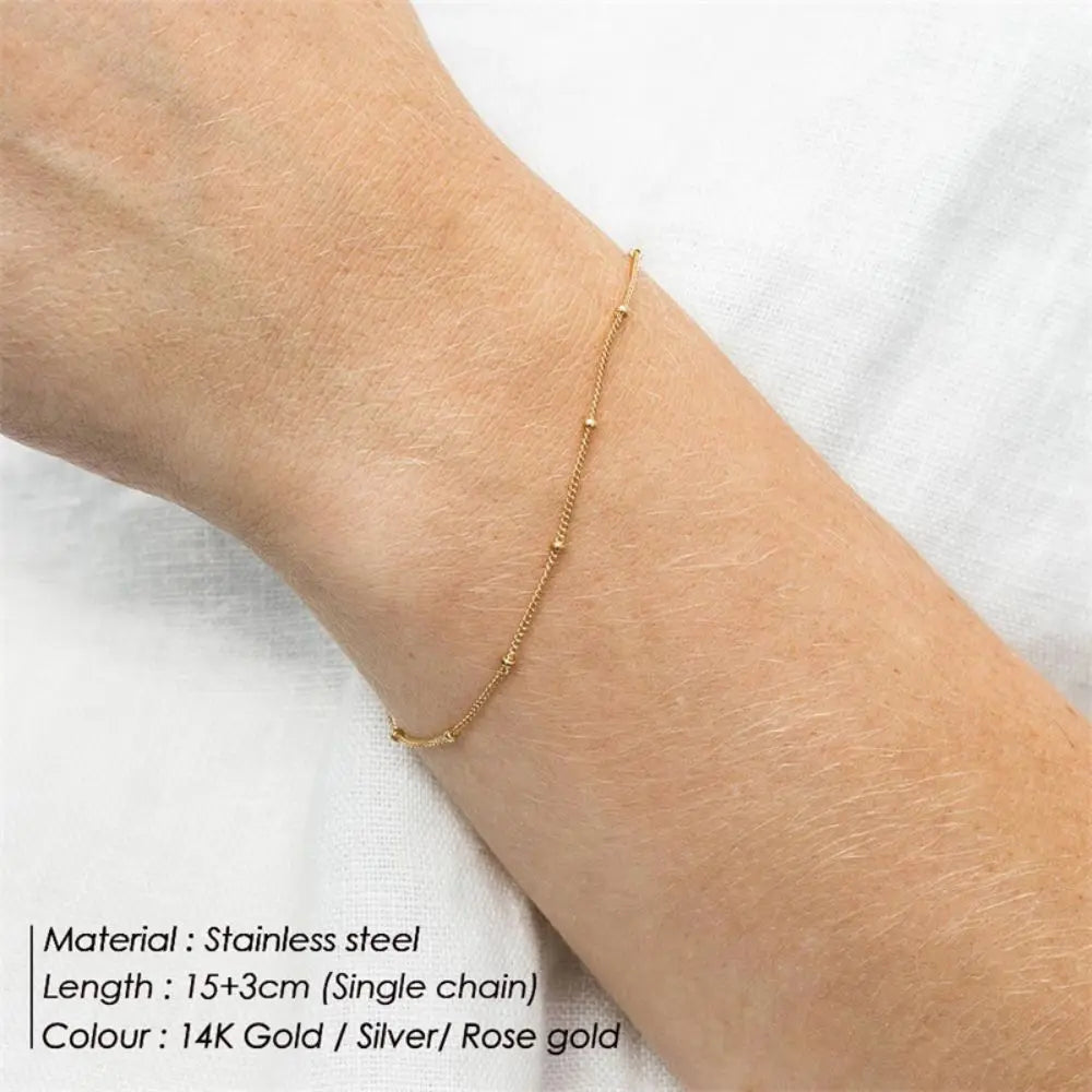 Layered Stainless Steel Bracelet for Women Gold Color Minimalism Multilayer Classic Bead Chain Bracelet Jewelry Wholesale