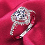 Luxury Pure 18K White Gold Color Tibetan Silver Ring round Clear 5A Zircon Engagement Wedding Band Bridal Jewelry Gift for Women