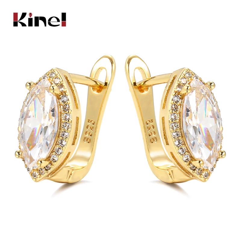 Luxury Simple Natural Zircon Stud Earrings for Women Fashion 925 Silver Bridal Wedding Earrings OL Crystal Jewelry Gifts