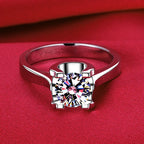 Luxury Pure 18K White Gold Color Tibetan Silver Ring round Clear 5A Zircon Engagement Wedding Band Bridal Jewelry Gift for Women