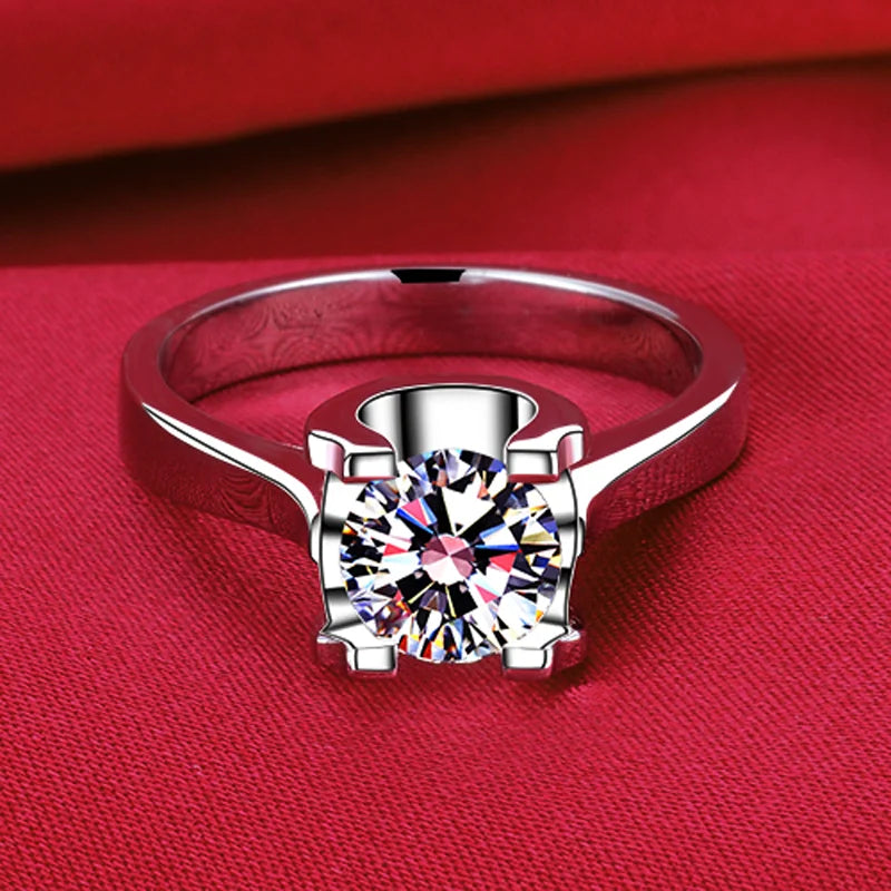 Luxury Pure 18K White Gold Color Tibetan Silver Ring round Clear 5A Zircon Engagement Wedding Band Bridal Jewelry Gift for Women