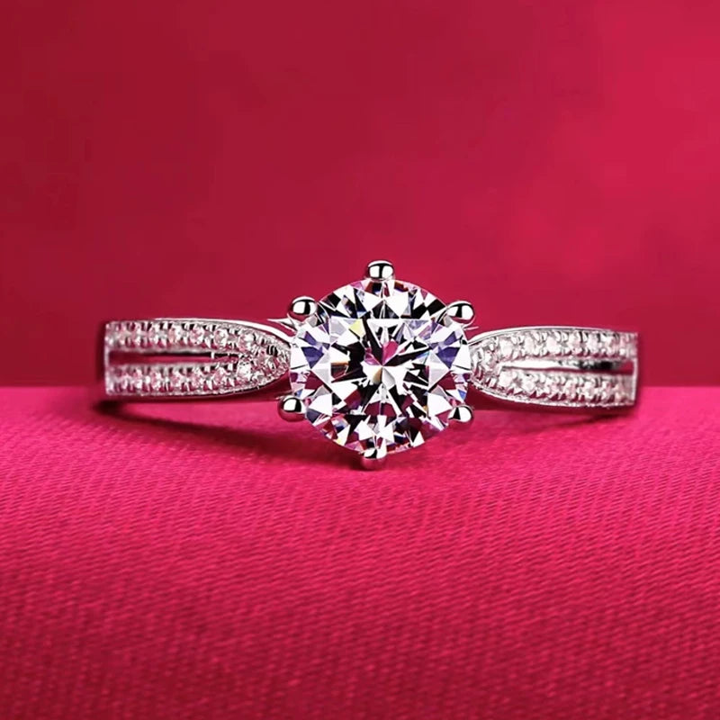 Luxury Pure 18K White Gold Color Tibetan Silver Ring round Clear 5A Zircon Engagement Wedding Band Bridal Jewelry Gift for Women