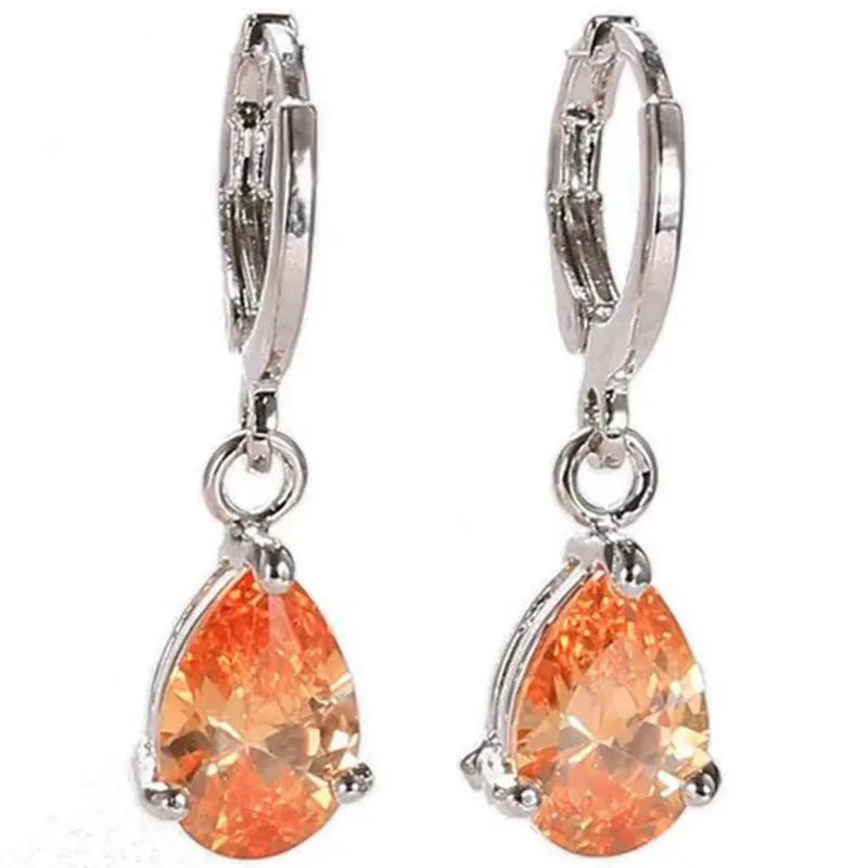 Water Drop Zircon Drop Earrings for Women Pendientes Mujer Silver 925 Rhinestone Jewelry Accessories Party Gifts