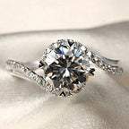 Luxury Pure 18K White Gold Color Tibetan Silver Ring round Clear 5A Zircon Engagement Wedding Band Bridal Jewelry Gift for Women