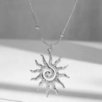 Fashion Vintage Chic Sun Shaped Pendant Necklace Stainless Steel Earrings Statement Golden Fashion Jewlery Accessories Gift