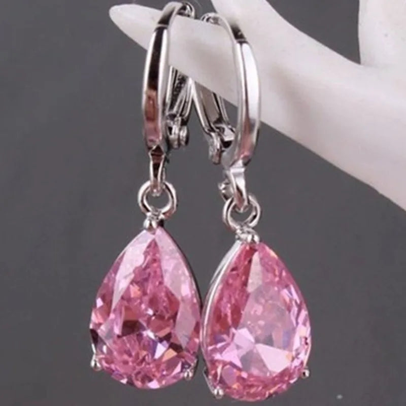 Water Drop Zircon Drop Earrings for Women Pendientes Mujer Silver 925 Rhinestone Jewelry Accessories Party Gifts