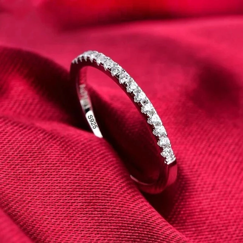 Luxury Pure 18K White Gold Color Tibetan Silver Ring round Clear 5A Zircon Engagement Wedding Band Bridal Jewelry Gift for Women