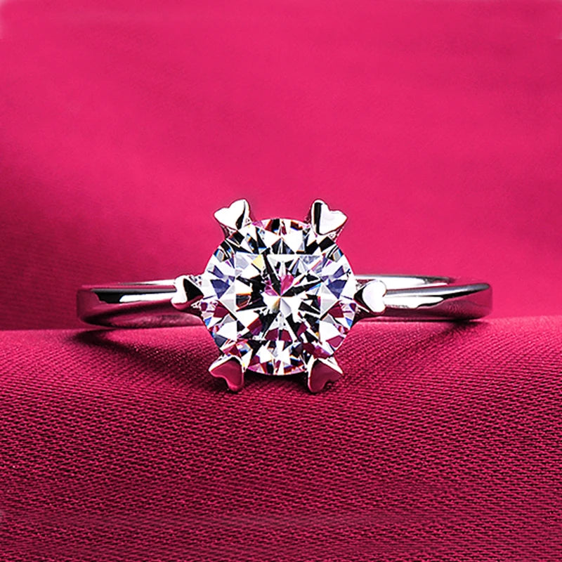 Luxury Pure 18K White Gold Color Tibetan Silver Ring round Clear 5A Zircon Engagement Wedding Band Bridal Jewelry Gift for Women