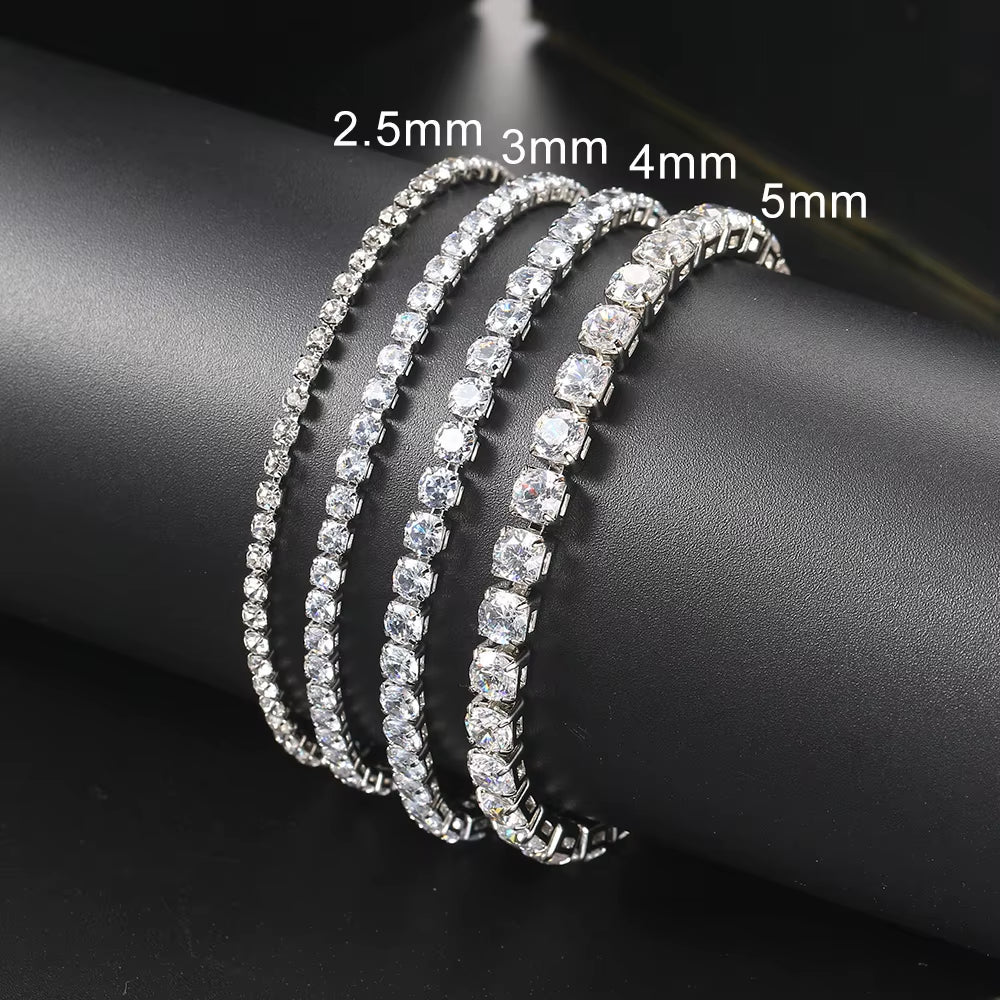 Hip Hop Iced Out 3/4/5Mm Crystal Tennis Bracelet for Men Homme Trendy Punk Zirconia Men'S Chain on the Hand Streetwear Jewelry