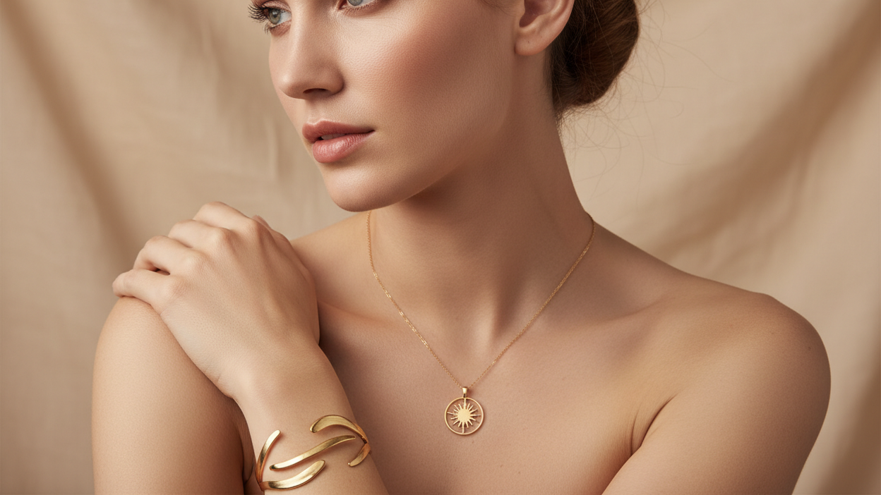 Mujer con joyería de la tienda